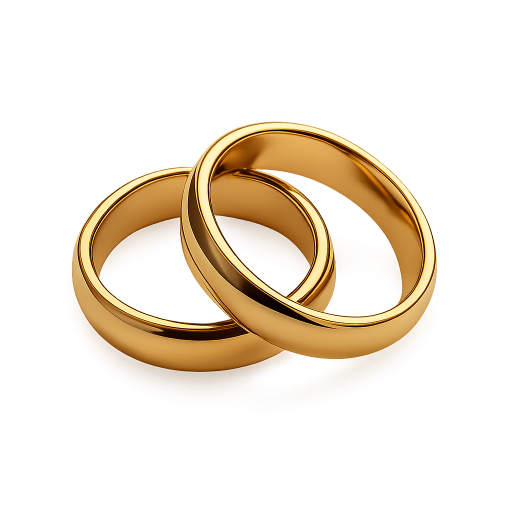 Anillos de matrimonio entrelazados en oro